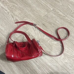 Red Leather bag with red crossbody strap